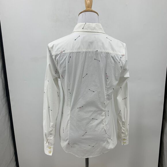 Banana Republic Tailored Fit Shirt Womens 4 White Arrow Heart Button Up Collared - Picture 3 of 11